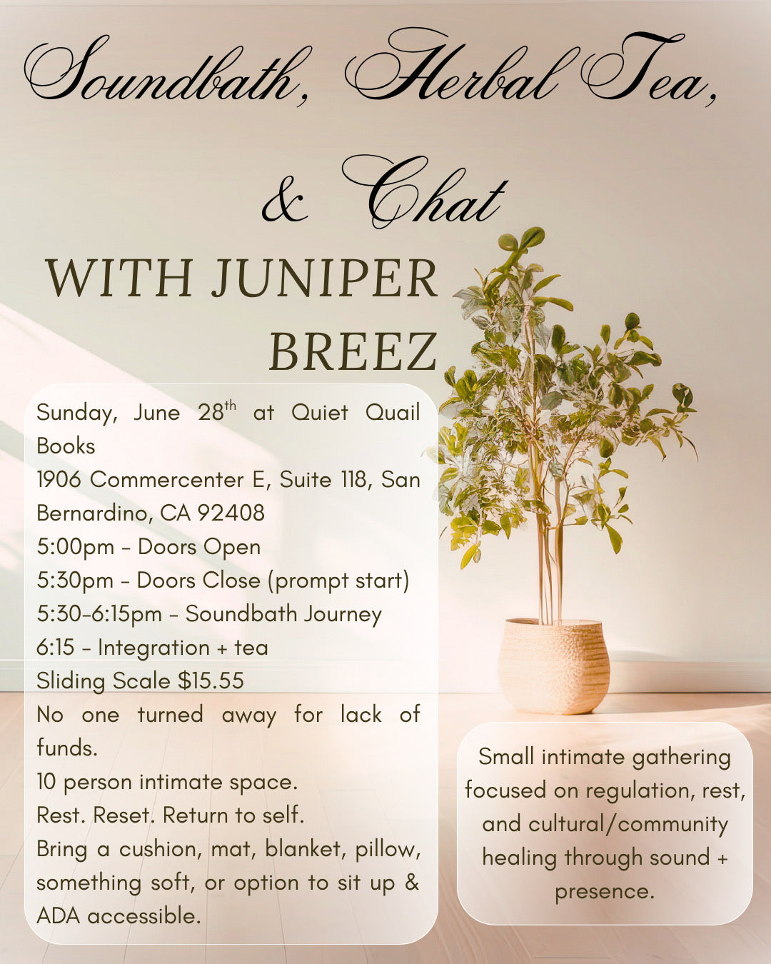 Soundbath at QQB Sunday 6/28 530 pm